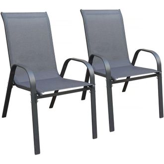 Habitat et Jardin Sedia da giardino in textilene Cordoba - Phoenix - Set di 2 - Antracite
