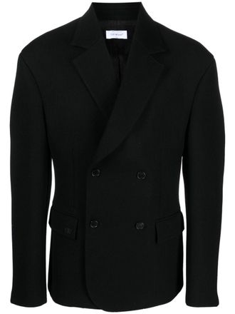 Off-white double-breasted virgin-wool blazer - men - Viscose/Virgin Wool - 50 - Black