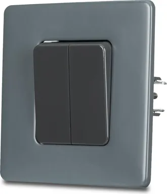 OEM Interruptor De Luz Doble Unipolar Gris De Acero Pintado