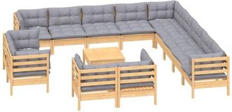 vidaXL Juego De Muebles De Jard&iacute;n 14 Pzas Y Cojines Madera Maciza Pino Vidaxl