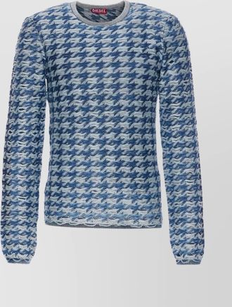 Diesel cotton houndstooth crewneck sweater