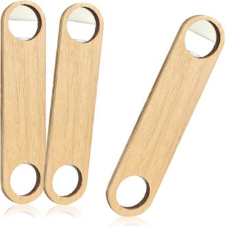 OEM 3 Apribottiglie In Acciaio Inox Con Manico In Legno Naturale - Apribottiglie Dal Design Semplice (3 Pezzi - Legno, Acciaio Inox, Piatto)