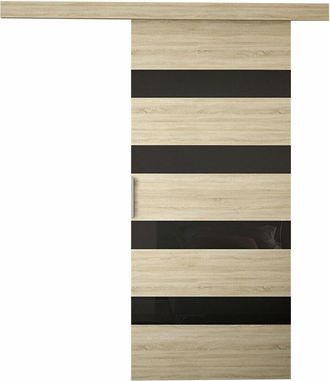 Mirjan24 Mobilier1 - Puerta Corredera Closico 174, Roble Sonoma + Negro