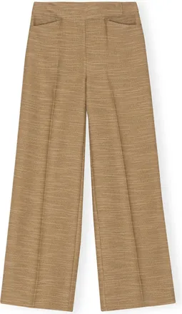 Ganni Brown Slub Linen Mid Waist Pants - Size Petite LENZING&acirc;&cent; ECOVERO&acirc;&cent;