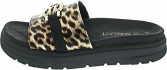 Bugatti Sliders met Luipaardprint - Dames - Schoenen - Bruin - Maat: 42 EU