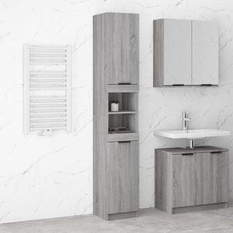 vidaXL Armario De Ba&ntilde;o Madera Contrachapada Gris Sonoma 32x34x188,5 Cm Vidaxl