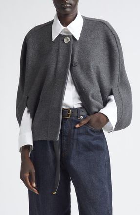 Givenchy Crop Wool & Cashmere Cape in Dark Grey/Grey at Nordstrom, Size 4 Us