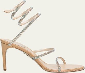 Rene Caovilla 80mm Cleo Embellished Leather Snake-Wrap Sandals
