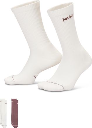 Nike Unisex Everyday Elevated Crew Socks (2 Pairs) in White | IH8594-902