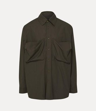 Vivienne Westwood Achilles Overshirt Pinstripe Shirting -Dark-khaki S Men