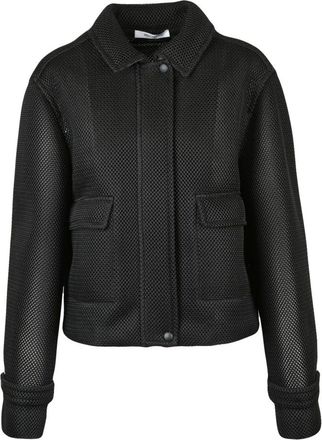 Max Mara Jassen, Dames, Zwart, S, Polyester, Strenna Technische Mesh Jas