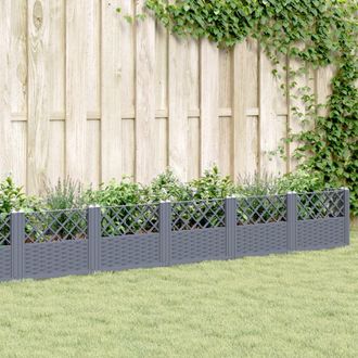 Berkfield Home Garden Planter with Pegs Blue Grey 363.5x43.5x43.5 cm PP