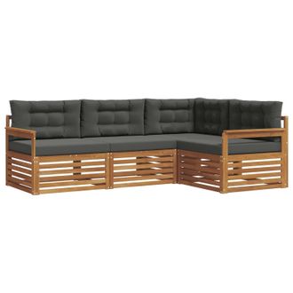 vidaXL Conjunto De Sof&aacute;s De Exterior 4 Pcs Natural Y Antracita Vidaxl