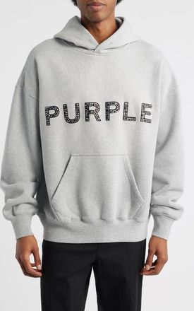 Purple Heavyweight Rhinestone Logo Hoodie in Grey/Black at Nordstrom, Size Large