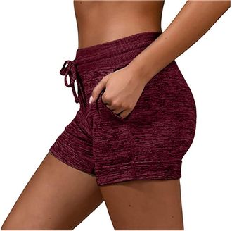 Generic WomenS Shorts Running Shorts Mid-Rise Straight Workout Short Trousers With Pockets Lightweight Hiking Walking Shortpant Solid Color Beach Short Pants 