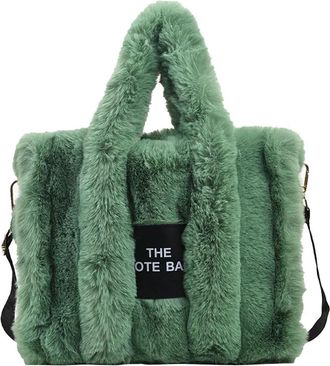 Generic Womens Plush Bags Casual Fur Tote Bag For Women Handbag Autumn Winter Plush Messenger Shopper Female(Green)