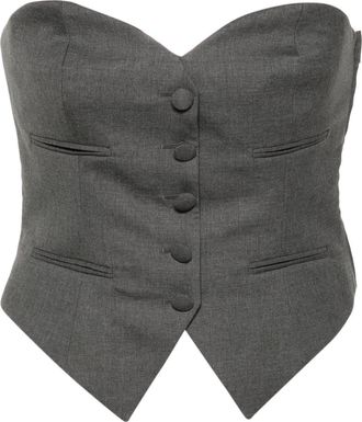 Moschino strapless sweetheart-neck vest - women - Virgin Wool/Acetate/Silk/Polyamide/Polyamide/Spandex/Elastane - 36 - Grey