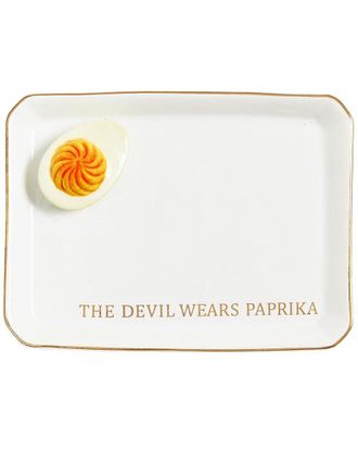 Two's Company Deviled Egg Icon Trinket Tray With Saying In Gift Box