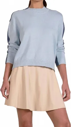 Elan Colorblock Sweater Top In Light Teal