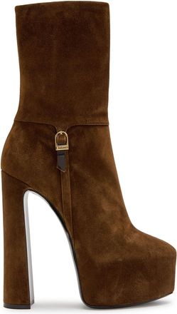 Saint Laurent Tria 105 Suede Mid-calf Boots - Brown - 37 (IT37 / UK4)