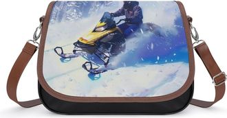 Generic Yellow Snowmobile Womens Crossbody Bag Fashion Shoulder Handbags Message Tote Bag with Adjustable Strap