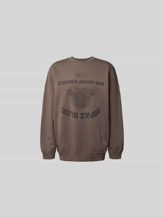 Maison Margiela Oversized Sweatshirt mit Logo-Print in Hellbraun, Gr&ouml;&szlig;e XS