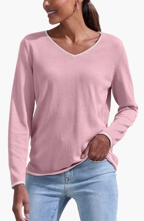 Lascana Contrast Trim Sweater in Mauve Rose at Nordstrom, Size 10