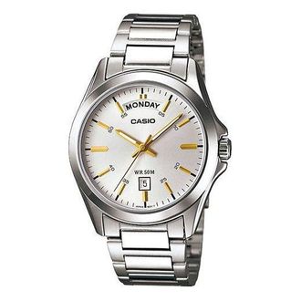 Casio Stainless Steel Strap Mens White Analog MTP-1370D-7A2