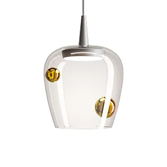 Zafferano Zafferano Lampada A Sospensione Bilia &Oslash;18 Cm In Alluminio E Vetro Soffiato, Finitura Oro Antico, Led Integrato 8w, Luce Calda 2700k, Design Elegante
