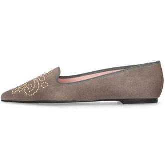 Pretty Ballerinas Pointed Toe Studded Loafer in Grey at Nordstrom, Size 38.5