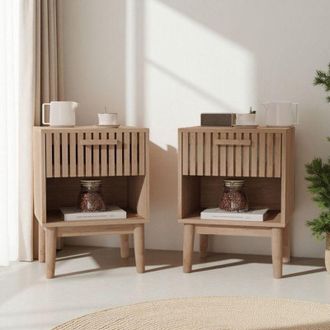 OEM Mesa De Noche - Dise&ntilde;o Minimalista - Madera Maciza - Caj&oacute;n Deslizante - Patas Antideslizantes