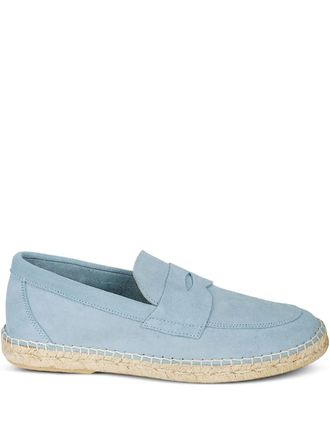 Abarca penny-strap suede loafers - men - Fabric/Leather/Rubber/Raffia/Calf Leather/Calf Leather - 45 - Blue