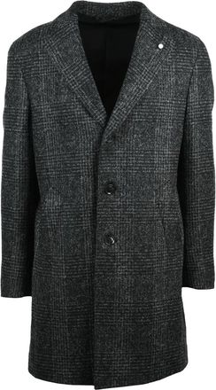 Lubiam Grey-Black Wool-Blend Coat