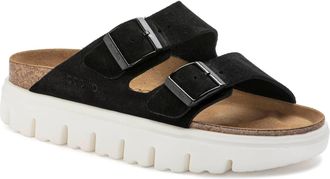 Birkenstock Womens Arizona Chunky Suede Leather Sandal - Narrow In Black