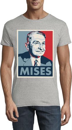Generic Ludwig von Mises Austrian Economist Pop Art Poster Mens Crew Neck T-Shirt Gray Medium