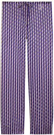 Dries Van Noten Pachas Striped Straight-leg Devor&eacute; Trousers - Purple - 40 (UK12 / M)