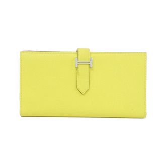 Herm&egrave;s Lime Yellow Epsom Leather Long Wallet (Bi-Fold) (Pre-Owned)