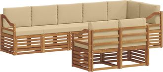 vidaXL Conjunto De Sof&aacute;s De Exterior 8 Uds. Natural Y Beige Poli&eacute;ster Vidaxl