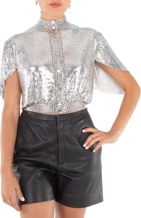 Paco Rabanne Ladies Silver Chainmail Crop Top, Brand Size 34 (US Size 2)