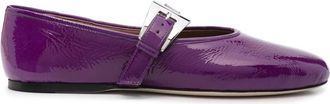 PARIS TEXAS Paarse leren ballerinas met gesp - Dames - Ballerinas - Paars - 35 EU - Leer - Schoenen