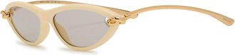 Bottega Veneta Narrow Cat-eye Sunglasses - Gold - One Size