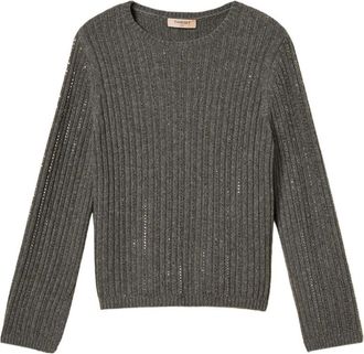 Twinset Truien & Vesten, Dames, Grijs, M, Ronde hals gebreid