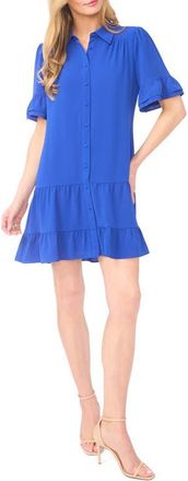 CeCe by Cynthia Steffe Ruffle Sleeve Mini Shirtdress in Deep Royal Blue at Nordstrom, Size X-Large