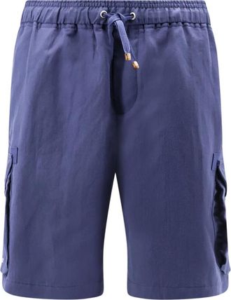 Brunello Cucinelli Drawstring Cargo Shorts - Heren - Korte Broeken - Blauw - S - Katoen - Korte Broeken