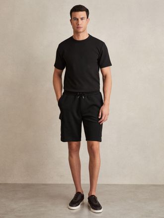 Reiss Mens Black Interlock Cargo Shorts, Size: L