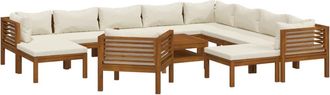 vidaXL Muebles De Jard&iacute;n 12 Pzas Cojines Crema Madera Maciza Acacia Vidaxl