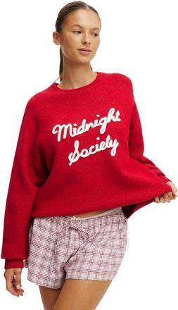 Cotton On Womens Oversized Knit Sweater in Glowberry Midnight Society at Nordstrom, Size X-Small