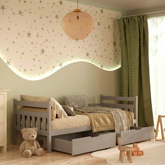 M&S Collection Cama 90x200 Con Somier Y Cajones Incluidos David Gris