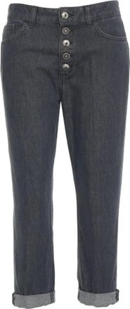 Dondup Koons Loose-fit Nappa Leren Broek - Dames - Cropped Jeans - Zwart - W30 - Leer - Jeans