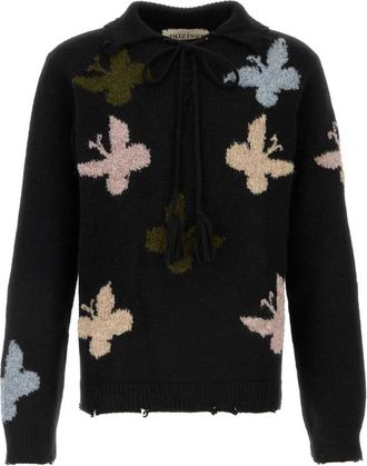 Baziszt Bowrain Sweater - Heren - Ronde hals truien - Zwart - XL - Wol - Truien & Vesten
